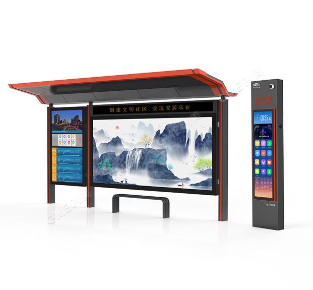 公交車(chē)站臺候車(chē)亭組成部份配圖一